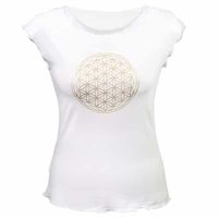 Yoga T-shirt met 'Bloem des Levens' - Wit S