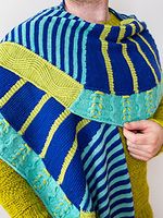 Blue Patchwork Striped Printed Woolen Scarf Ethnic Vintage Accessories - thumbnail