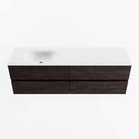 MONDIAZ VICA 160cm badmeubel onderkast Dark Brown 4 lades. Wastafel MOON links 1 kraangat, kleur Talc.
