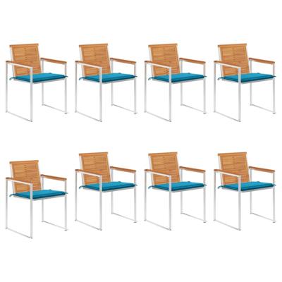 Tuinstoelen 8 st met kussens massief acaciahout