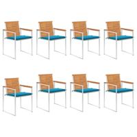 Tuinstoelen 8 st met kussens massief acaciahout