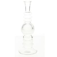 Bloemenvaas Florence - voor kleine stelen/boeketten - transparant glas - ribbel - D8,5 x H23 cm