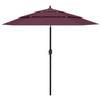 VidaXL Parasol 3-laags met aluminium paal 2,5 m bordeauxrood