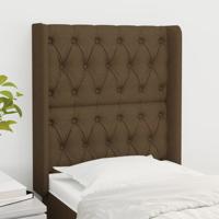 Hoofdbord met randen 83x16x118/128 cm stof donkerbruin