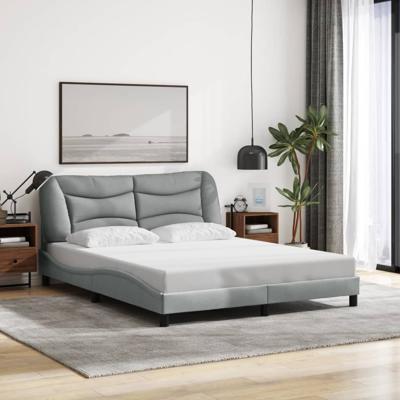 Bedframe zonder matras "Hvar" stof lichtgrijs 160x200 cm