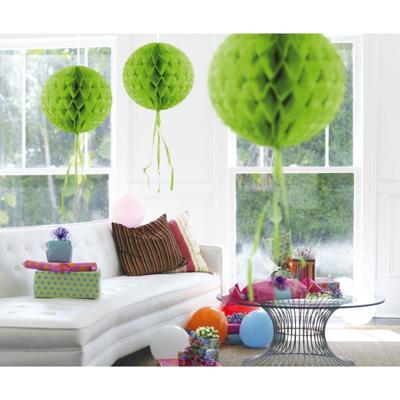 Decoratie bol - groen - 30 cm - crepe papier - versiering - feestversiering
