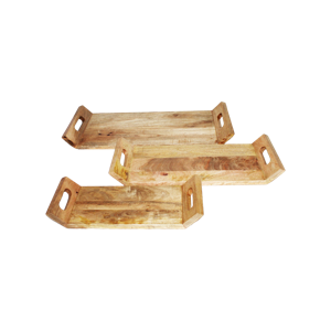 Decoratieve dienbladen - Set van 3 - 58x25x6 - Mangohout