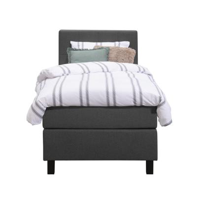 Leen Bakker - Boxspring Liv Geblokt - Antraciet - 90x200 Cm - Vierkante Poot - Stof - Grijs