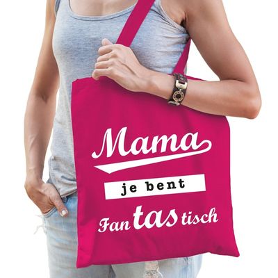 Katoenen moeder cadeau tasje mama je bent fantastisch roze Katoenen moeder cadeau tasje mama je bent fantastisch roze
