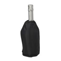 Wijnfles koeler/koelelement hoes - zwart - 22 cm - Flessenkoeler - Wijnkoeler
