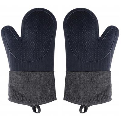 Ovenwant - 2x - siliconen - denim zwart - 18 x 33 cm