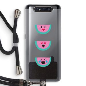 Smiley watermeloen: Samsung Galaxy A80 Transparant Hoesje met koord