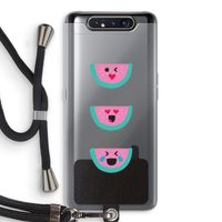 Smiley watermeloen: Samsung Galaxy A80 Transparant Hoesje met koord