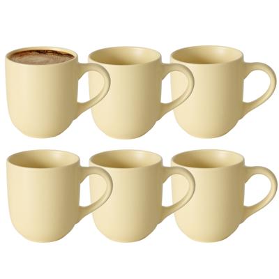 Koffiemokken Paris - 6x stuks - Keramiek - pastel geel - 300 ml - 8 x 10 cm