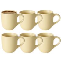 Koffiemokken Paris - 6x stuks - Keramiek - pastel geel - 300 ml - 8 x 10 cm
