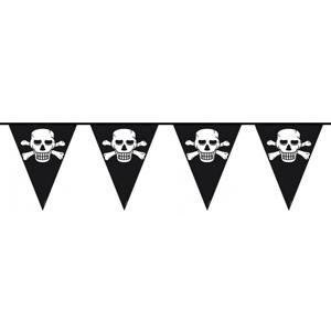 Piraten vlaggenlijn - zwart - 10 meter - plastic - feestversiering - piratenversiering