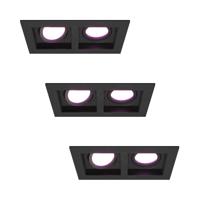 HOFTRONIC™ Set van 3 Fresno Dubbele Inbouwspot - Rechthoek - 2x GU10 - RGBWW 16,5 miljoen kleuren - 11 Watt 690 lumen - Kantelbaar - IP20 stofdicht- Zwart - Met kabelconnectoren HOFTRONIC™ Set van 3 Fresno Dubbele Inbouwspot - Rechthoek - 2x GU10 - RGBWW 16,5 miljoen kleuren - 11 Watt 690 lumen - Kantelbaar - IP20 stofdicht- Zwart - Met kabelconnectoren