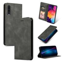 Retro huid voelen Business magnetische horizontale Flip lederen case voor Samsung Galaxy A50?? (donkergrijs)
