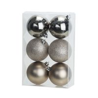 6x stuks kunststof kerstballen champagne 8 cm mat/glans/glitter - thumbnail