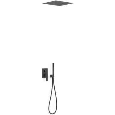 Regendouche set Tres Slim | Inbouw | Mengkraan | 2-weg | Vierkant | Zwart mat