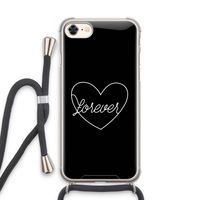 Forever heart black: iPhone 7 Transparant Hoesje met koord