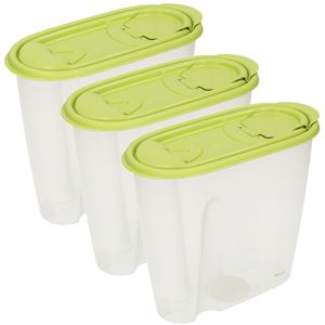 Voedselcontainer strooibus - 3x - groen - 1,5 liter - kunststof - 19,5 x 9,5 x 17 cm