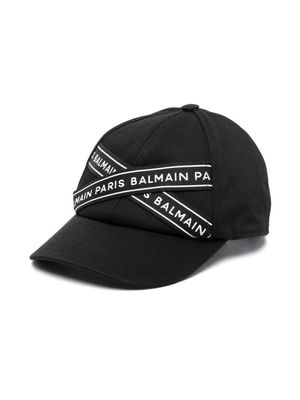 Balmain Kids casquette à bande logo - Noir