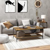 Salontafel 80x50x40 cm bewerkt hout gerookt eikenkleurig