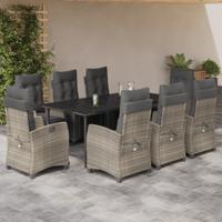 9-delige Tuinset met kussens poly rattan lichtgrijs