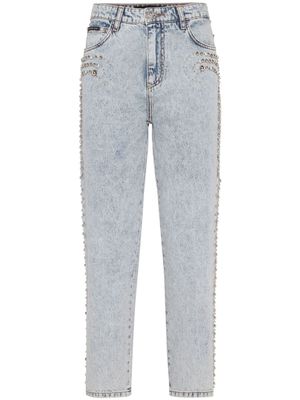 Philipp Plein jean cigarette à patch logo - Bleu