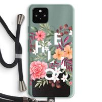 Hello in flowers: Pixel 5a 5G Transparant Hoesje met koord