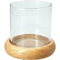 Home & Styling Lantaarn mangohout met glas 10x10cm