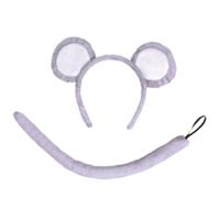 Verkleed set muis - oortjes/staart - grijs - voor kinderen - thumbnail