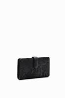Middelgrote portemonnee met geborduurde bloemen - BLACK - U