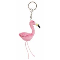 2x Pluche Flamingo knuffel sleutelhanger 6 cm - thumbnail