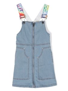 Stella McCartney Kids robe zippée à bretelles logo - Bleu