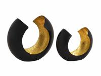 Finn - kerzenhalter set - zwart - metaal - 2-delig