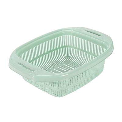 Hega Hogar keuken vergiet / zeef - 39 x 27 x 12 cm - kunststof - met rand - Mintgroen