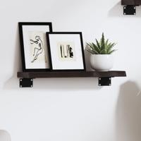 Wandschap 40x10x2 cm behandeld massief eikenhout donkerbruin - thumbnail