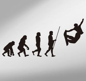 Tienerkamer muursticker evolutie snowboard