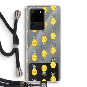 Ananas: Samsung Galaxy S20 Ultra Transparant Hoesje met koord