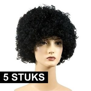 5x Voordelige Pieten pruiken zwart