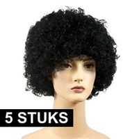 5x Voordelige Pieten pruiken zwart - thumbnail