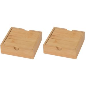 8x Bamboe houten glas onderzetters vierkant 10 cm