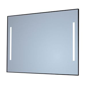 Spiegel Sanicare Q-Mirrors 120x70 cm Vierkant Met Links & Rechts LED Cold White, Omlijsting Mat Zwart incl. ophangmateriaal Zonder Schakelaar Sanicare