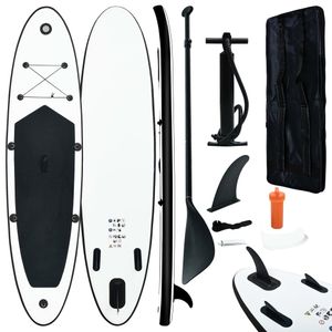 VidaXL Stand up paddleboardset opblaasbaar zwart en wit