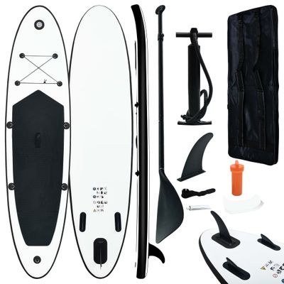 VidaXL Stand up paddleboardset opblaasbaar zwart en wit