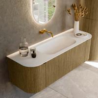 Badmeubel Mondiaz Kurve | 140 cm cm | Meubelkleur Dusk | Wastafelkleur Talc | Solid surface | Wasbak midden spoelbak | Zonder kraangat(en) Badmeubel Mondiaz Kurve | 140 cm cm | Meubelkleur Dusk | Wastafelkleur Talc | Solid surface | Wasbak midden spoelbak | Zonder kraangat(en)