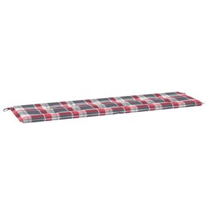 The Living Store Tuinbankkussen - Oxford Stof - 180x50x3 cm - Rood ruitpatroon