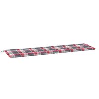 The Living Store Tuinbankkussen - Oxford Stof - 180x50x3 cm - Rood ruitpatroon